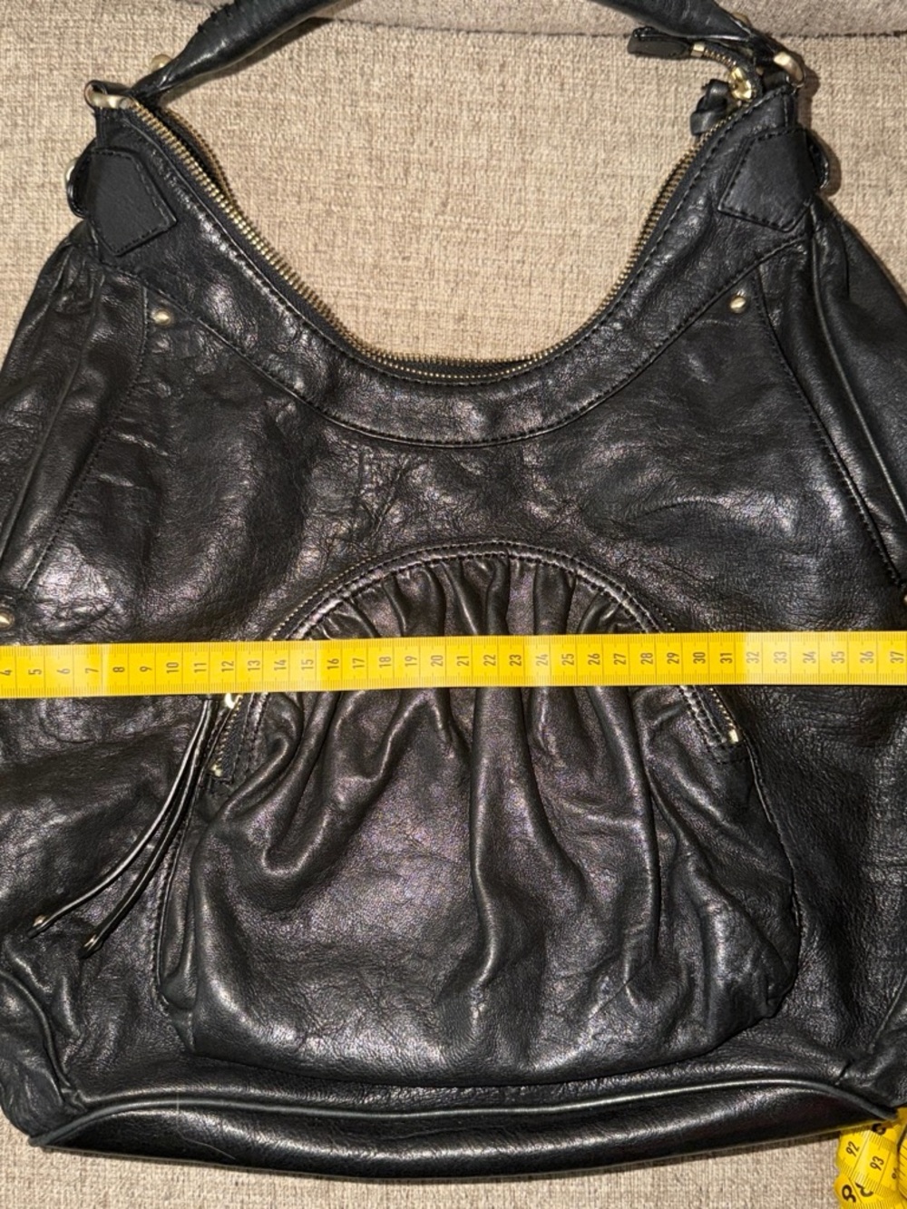 Botkier Black Leather Shoulder Hobo with Gold Hardware